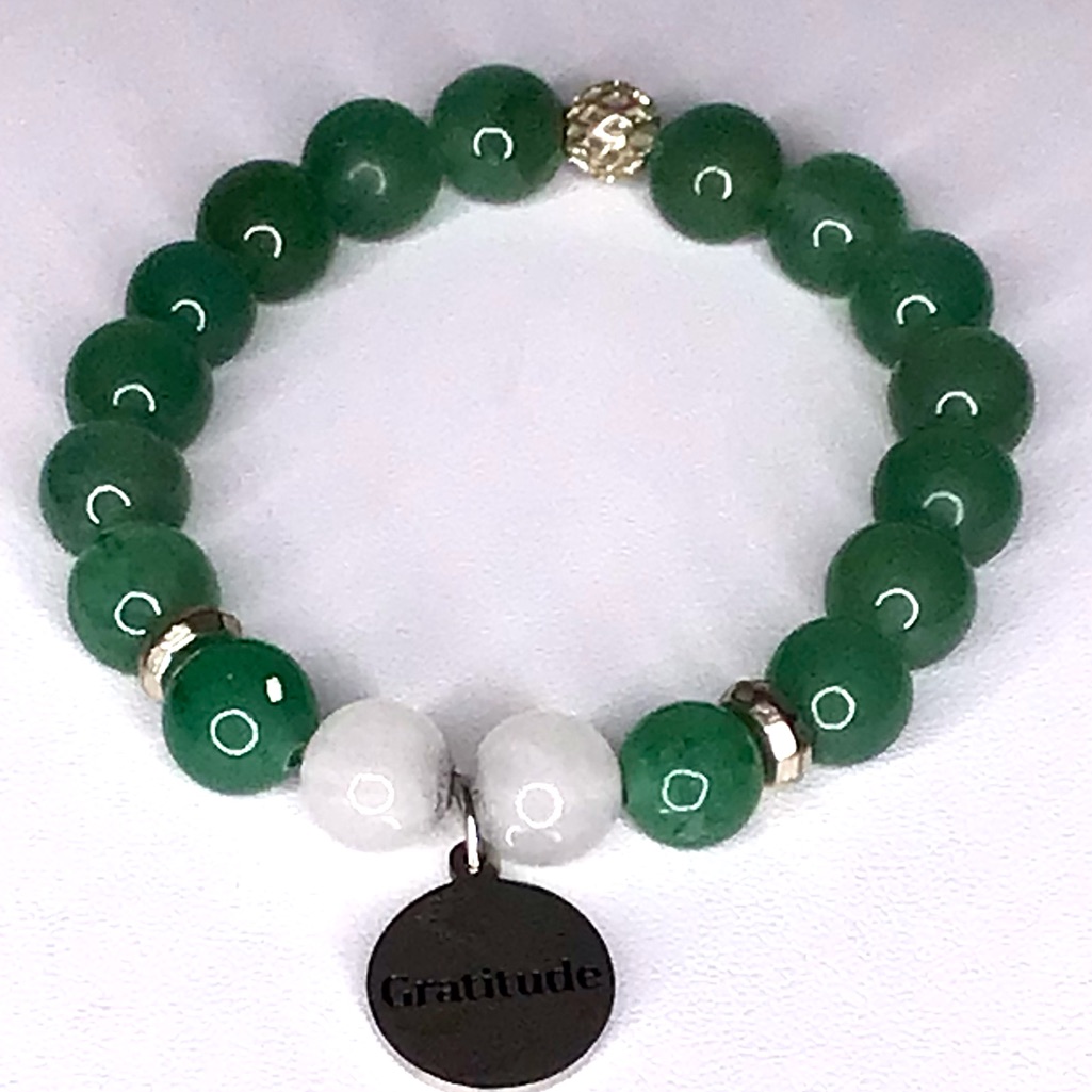 Certified Authentic Green Jade Bracelet With Gratitude Pendant